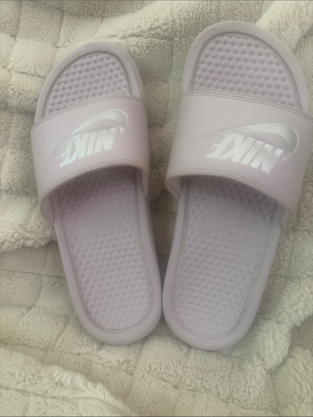 Nike Light Lavender Slide Sandals with White Swoosh